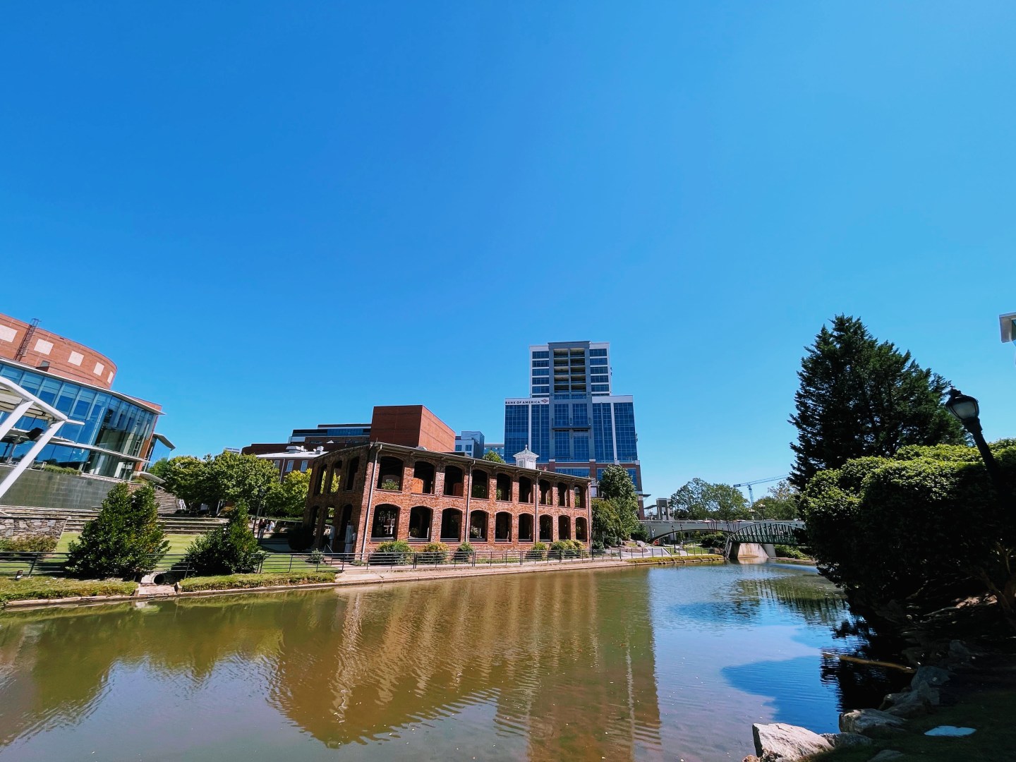 A river and a building